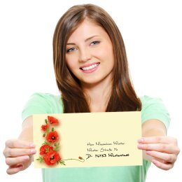 Briefpapier Set MOHNBLUMEN - 40-tlg. DL (ohne Fenster)