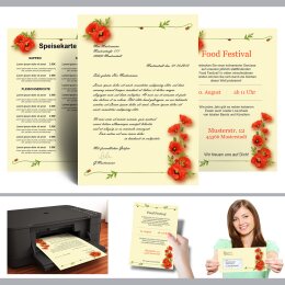 Briefpapier Set MOHNBLUMEN - 40-tlg. DL (ohne Fenster)