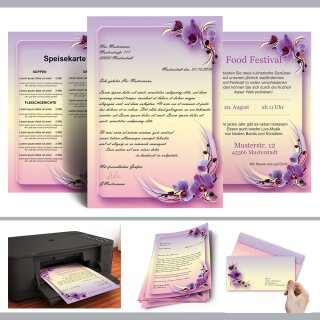 Briefpapier ORCHIDEENBLÜTEN - DIN A4 Format 100 Blatt