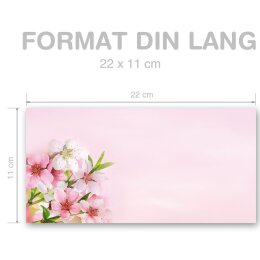 PFIRSICHBLÜTEN Briefumschläge Blumenmotiv CLASSIC 10 Briefumschläge (ohne Fenster), DIN LANG (220x110 mm), DLOF-8331-10