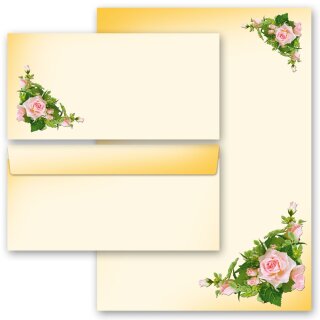 Briefpapier Set ROSA ROSEN - 20-tlg. DL (ohne Fenster)