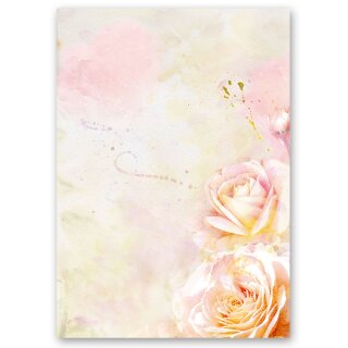 Briefpapier - Motiv ROSENBLÜTEN | Blumen & Blüten | Hochwertiges DIN A4 Briefpapier - 20 Blatt | 90 g/m² | einseitig bedruckt | Online bestellen!