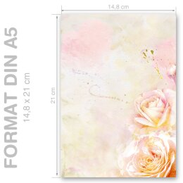 ROSENBLÜTEN Briefpapier Rosenmotiv CLASSIC 50 Blatt Briefpapier, DIN A5 (210x148 mm), A5C-121-50