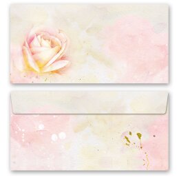 Briefumschläge ROSENBLÜTEN - 10 Stück DIN LANG (ohne Fenster) Blumen & Blüten, Rosenmotiv, Paper-Media