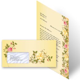 Briefpapier Set ROSENRANKEN - 40-tlg. DL (mit Fenster)