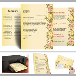Briefpapier Set ROSENRANKEN - 40-tlg. DL (mit Fenster)