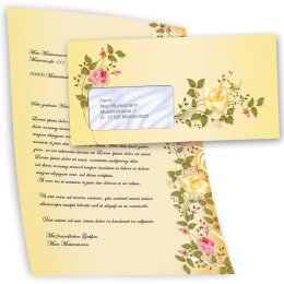 Briefpapier Set ROSENRANKEN - 40-tlg. DL (mit Fenster)