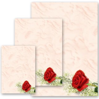 Briefpapier ROTE ROSE Blumen & Blüten, Liebe & Hochzeit, Blumenmotiv, Paper-Media