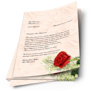 Briefpapier ROTE ROSE - DIN A4 Format 20 Blatt
