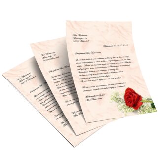 Briefpapier ROTE ROSE - DIN A5 Format 100 Blatt