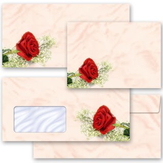 Blumenmotiv, Motiv-Briefumschläge Blumen & Blüten, Liebe & Hochzeit, ROTE ROSE  - DIN LANG & DIN C6 | Motive aus unterschiedlichen Kategorien online bestellen! | Paper-Media