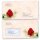 Motiv-Briefumschläge Blumen & Blüten, Liebe & Hochzeit, ROTE ROSE 10 Briefumschläge (ohne Fenster) - DIN LANG (220x110 mm) | selbstklebend | Online bestellen! | Paper-Media