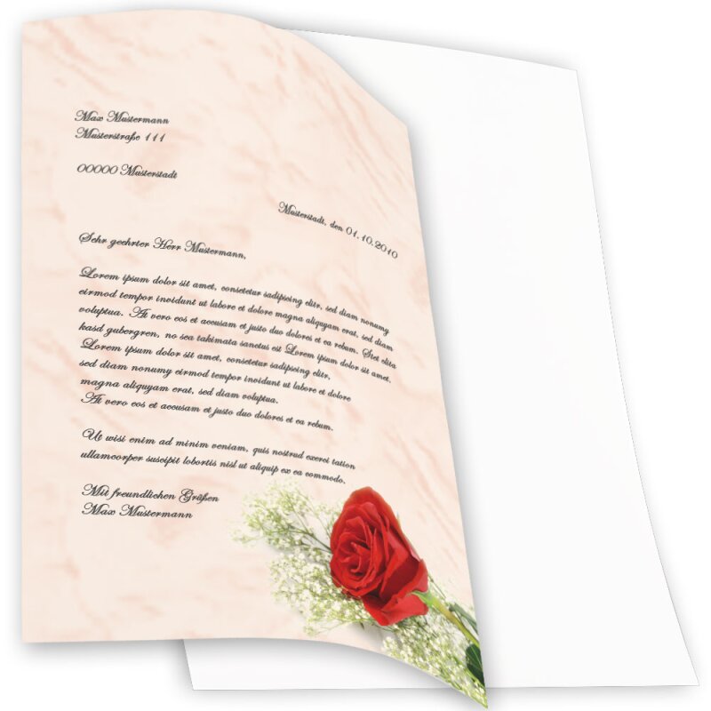 50 Kuverts Meise rote Rosen bunte Vögel Set Motivpapier Briefpapier 50 Blatt A4 