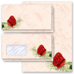 Briefpapier-Sets ROTE ROSE Blumen & Blüten, Liebe & Hochzeit, Rosenmotiv, Paper-Media