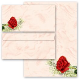 Briefpapier Set ROTE ROSE - 20-tlg. DL (ohne Fenster)...