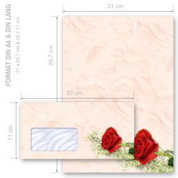Motivpapier Set ROTE ROSE - 200-tlg. DL (mit Fenster)