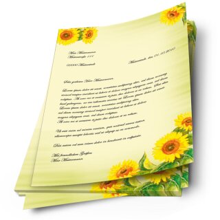 Briefpapier SUNFLOWERS - DIN A4 Format 20 Blatt