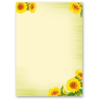 Briefpapier - Motiv SUNFLOWERS | Blumen & Blüten | Hochwertiges DIN A4 Briefpapier - 50 Blatt | 90 g/m² | einseitig bedruckt | Online bestellen!