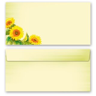 10 Briefumschläge Motiv Sonnenblumen Blumen gelb DIN lang Kuverts sunflowers 