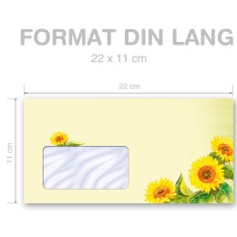 SUNFLOWERS Briefumschläge Sommer CLASSIC 10 Briefumschläge (mit Fenster), DIN LANG (220x110 mm), DLMF-8235-10