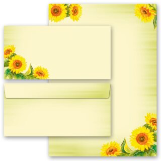 Briefpapier-Sets Blumen & Blüten, SUNFLOWERS Briefpapier Set, 40 tlg. - DIN A4 & DIN LANG im Set. | Online bestellen! | Paper-Media
