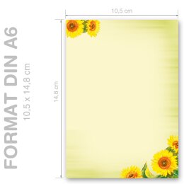 SUNFLOWERS Briefpapier Blumenmotiv CLASSIC 100 Blatt Briefpapier, DIN A6 (105x148 mm) Hoch, A6C-674-100