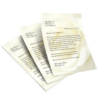 Briefpapier WEISSE ROSE - DIN A6 Format 100 Blatt