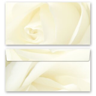 WEISSE ROSE Briefumschläge Blumenmotiv CLASSIC 10 Briefumschläge (ohne Fenster), DIN LANG (220x110 mm), DLOF-8007-10