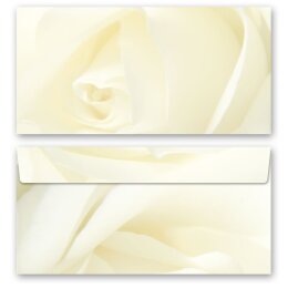 Briefumschläge WEISSE ROSE - 10 Stück DIN LANG (ohne Fenster) Blumen & Blüten, Liebe & Hochzeit, Blumenmotiv, Paper-Media