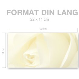 WEISSE ROSE Briefumschläge Blumenmotiv CLASSIC 10 Briefumschläge (ohne Fenster), DIN LANG (220x110 mm), DLOF-8007-10