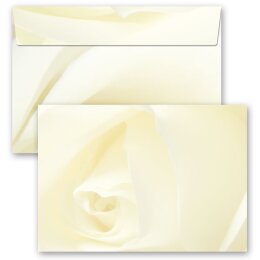 Briefumschläge WEISSE ROSE - 10 Stück C6 (ohne Fenster) Blumen & Blüten, Liebe & Hochzeit, Blumenmotiv, Paper-Media