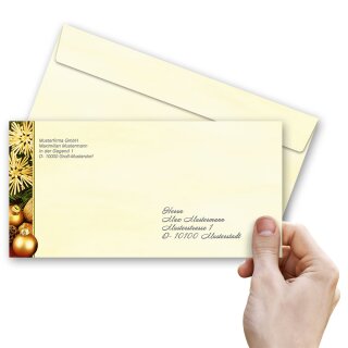 Briefumschläge FRÖHLICHE WEIHNACHTEN - 50 Stück DIN LANG (ohne Fenster)