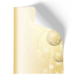 Briefpapier Weihnachtspapier GOLDENE WEIHNACHTSKUGELN