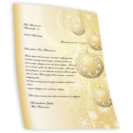 Briefpapier Weihnachtspapier GOLDENE WEIHNACHTSKUGELN