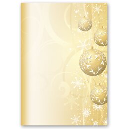 Briefpapier GOLDENE WEIHNACHTSKUGELN - DIN A4 Format 100...