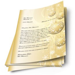 Briefpapier GOLDENE WEIHNACHTSKUGELN - DIN A4 Format 100 Blatt