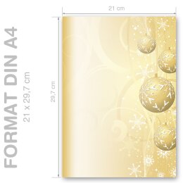 Briefpapier GOLDENE WEIHNACHTSKUGELN - DIN A4 Format 100 Blatt