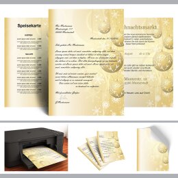 Briefpapier GOLDENE WEIHNACHTSKUGELN - DIN A4 Format 100 Blatt