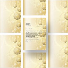 Briefpapier GOLDENE WEIHNACHTSKUGELN - DIN A4 Format 100 Blatt