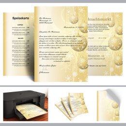 Briefpapier GOLDENE WEIHNACHTSKUGELN - DIN A4 Format 250 Blatt