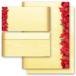 Briefpapier Set ROTE WEIHNACHTSSTERNE - 200-tlg. DL (ohne Fenster)