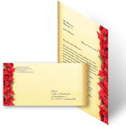 Briefpapier Set ROTE WEIHNACHTSSTERNE - 200-tlg. DL (ohne Fenster)