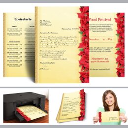 Briefpapier Set ROTE WEIHNACHTSSTERNE - 200-tlg. DL (ohne Fenster)