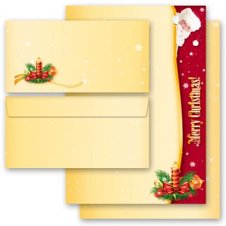 SANTA CLAUS Briefpapier Sets Weihnachtsbriefpapier ELEGANT Briefpapier Set, 40 tlg., DIN A4 & DIN LANG im Set., SOE-4024-40