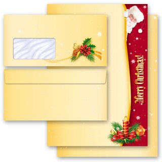Motiv-Briefpapier Set SANTA CLAUS - 40-tlg. DL (mit Fenster) Weihnachten, Weihnachtsbriefpapier, Paper-Media