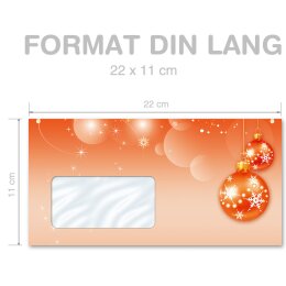 MERRY CHRISTMAS Briefumschläge Weinachtsbriefumschläge CLASSIC 10 Briefumschläge (mit Fenster), DIN LANG (220x110 mm), DLMF-8321-10