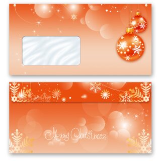 Briefumschläge Weihnachten, MERRY CHRISTMAS 50 Briefumschläge (mit Fenster) - DIN LANG (220x110 mm) | selbstklebend | Online bestellen! | Paper-Media