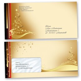 Briefumschläge Weihnachten, WEIHNACHTSBRIEF 10 Briefumschläge (mit Fenster) - DIN LANG (220x110 mm) | selbstklebend | Online bestellen! | Paper-Media