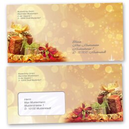 Briefumschläge Weihnachten, WEIHNACHTSGESCHENKE 10 Briefumschläge (mit Fenster) - DIN LANG (220x110 mm) | selbstklebend | Online bestellen! | Paper-Media