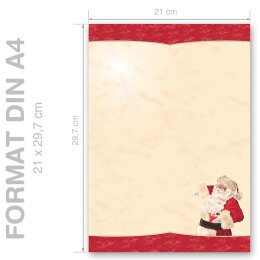 WEIHNACHTSMANN Briefpapier Nikolaus CLASSIC 20 Blatt Briefpapier, DIN A4 (210x297 mm), A4C-8139-20